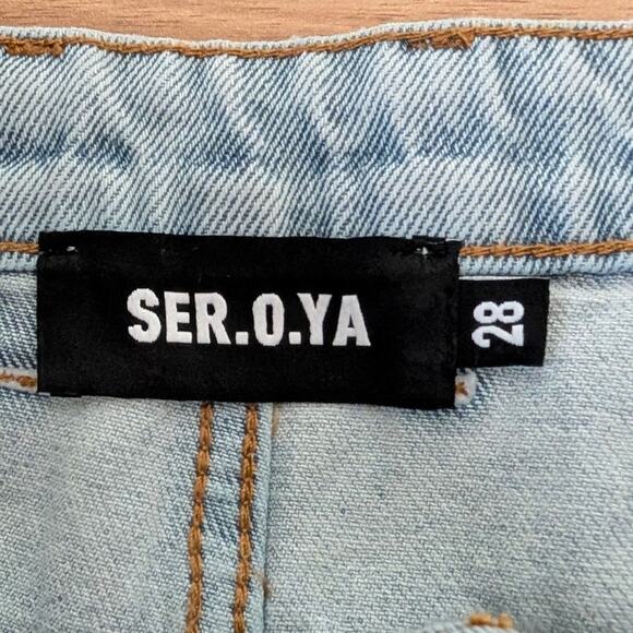 NWT SEROYA Vanessa Denim Mini Skirt in Skylight, size 28 - Picture 2 of 7